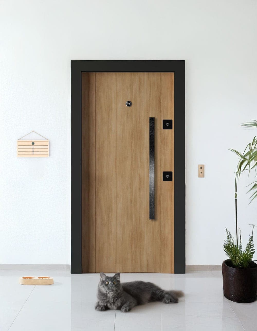 Gri Ahşap Dokulu Çelik Kapı